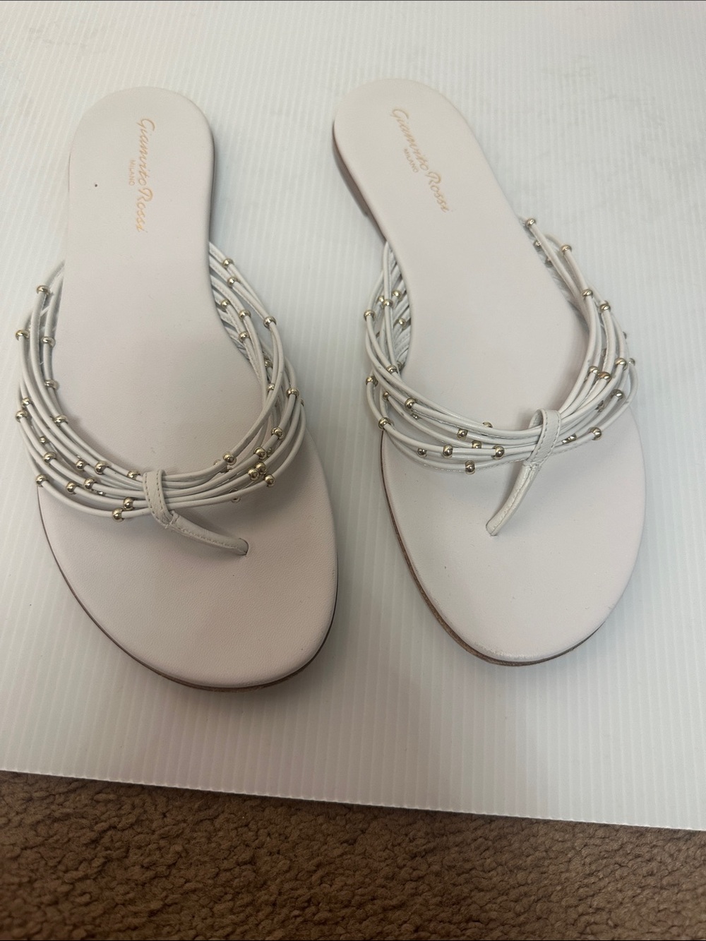 Gianvito Rossi White Beaded Multi-Strand Thong Sandals
